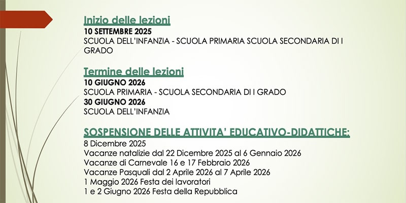 Avvio anno scolastico 2025 2026